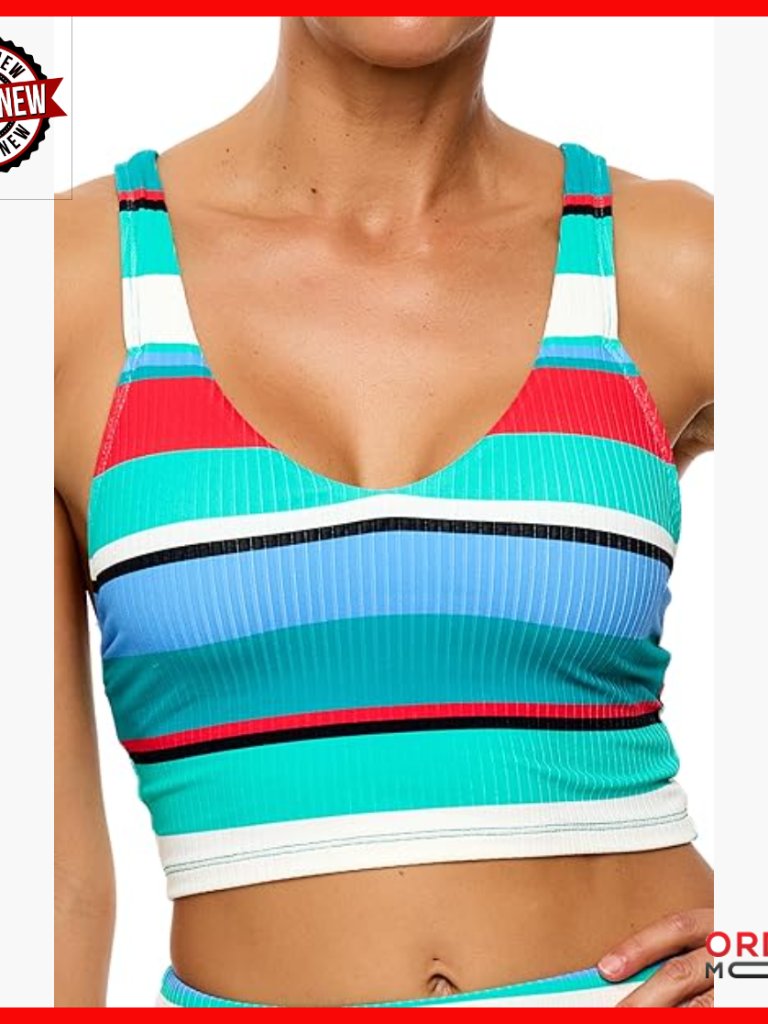 Large Nylon Spandex V-Neck Crop Top Bikini Racerback Adjustable
